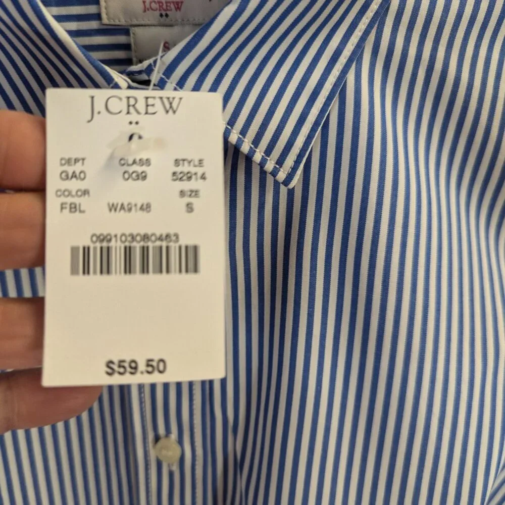NWT Haberdashery by J. Crew Blue/White Pinstripe Button Down Size Small